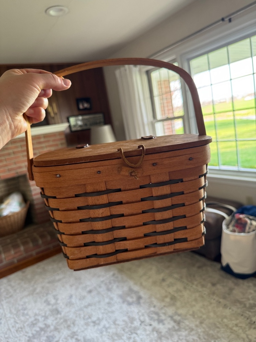 Longaberger Brown Woven Handled Basket